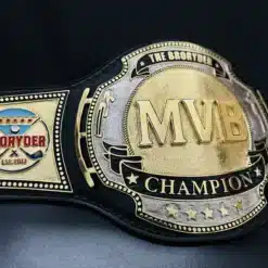 Close-up of fantasy football MVB belt with gold center plate