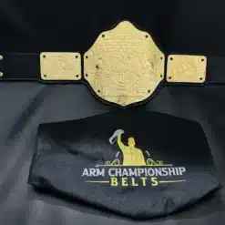 Fully personalized fantasy football belt with engraved plates and leather strap