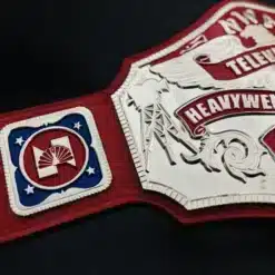 Zoomed-in view of left strap with snap buttons and embossed leather finish.