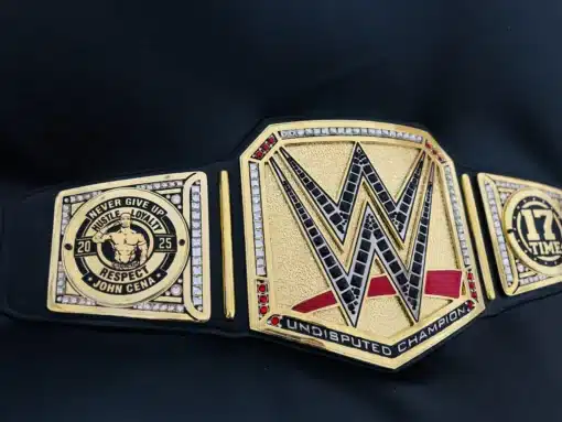John Cena "Hustle Loyalty Respect" side plate on replica WWE championship belt