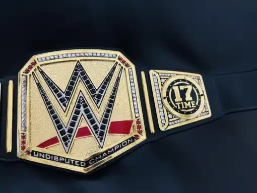 Customizable WWE title belt with John Cena tribute and shiny gold finish
