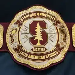 Custom university graduation belt with Stanford logo and Latin American Studies engraving