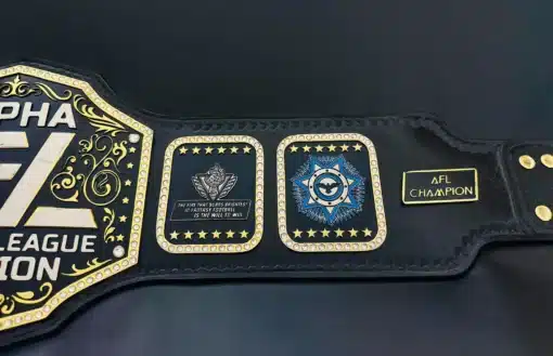 Personalized fantasy football trophy belt for Alpha Football League winner