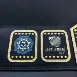Elegant black and gold AFL belt with 5mm HD engraved plates