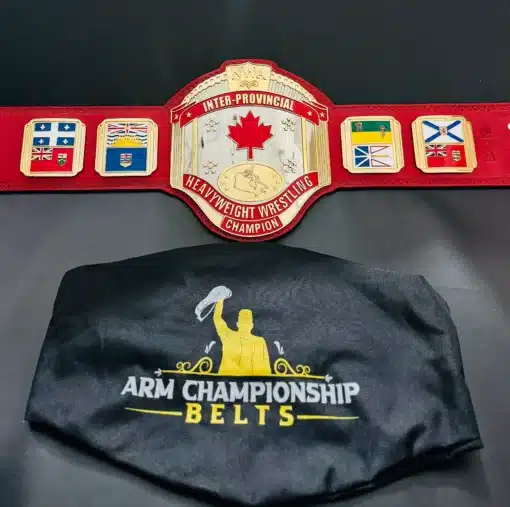 Maple leaf centerpiece on Inter-Provincial NWA style wrestling belt