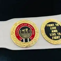 Customizable Muay Thai belt used by martial arts leagues and amateur fight nights