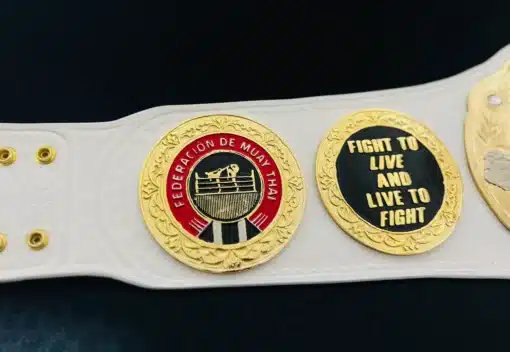 Customizable Muay Thai belt used by martial arts leagues and amateur fight nights