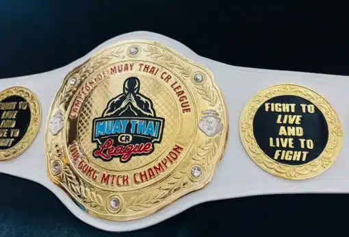 Custom kickboxing and Muay Thai belt for combat sports award ceremonies and champions
