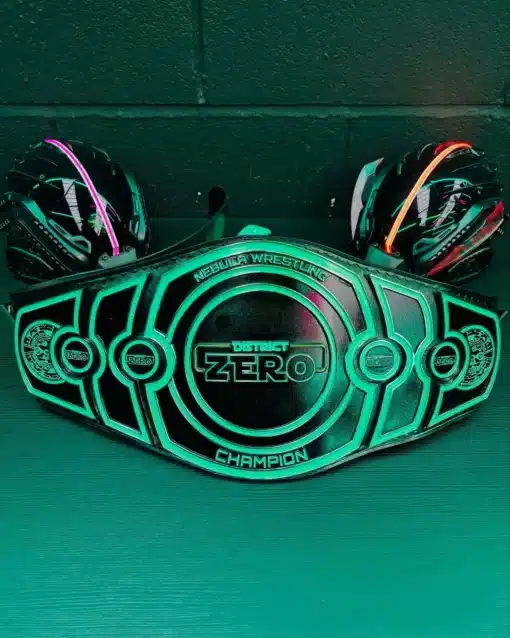 Fully personalized wrestling title belt with deep engraving and chrome finish