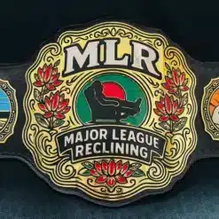 Custom Recliner Championship Belt – MLR Major League Reclining center plate with lotus flowers and gold finish