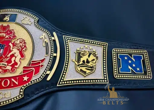 Fantasy football award belt with deep HD engraving, custom text, and premium finish – Red Crest edition