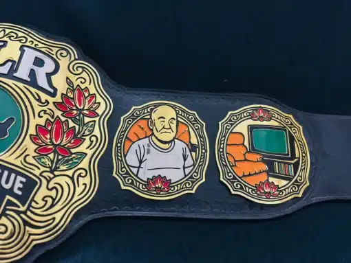 Engraved grandpa character plate – custom belt for relaxing legends