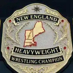 Custom New England Heavyweight Wrestling Belt – Center Plate Close‑Up