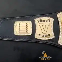 Valdosta Wildcats custom belt side plates with engraved gold and gem design