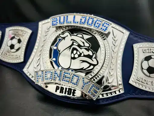 Silver plated spinner centerpiece with Honeoye Bulldogs branding