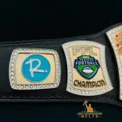 Fantasy football belt featuring engraved company logo