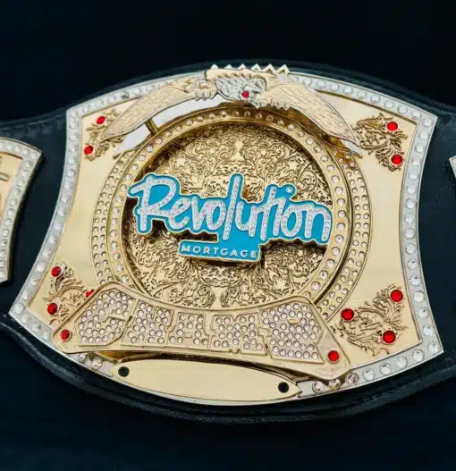 Custom fantasy football belt with gold finish for corporate champions