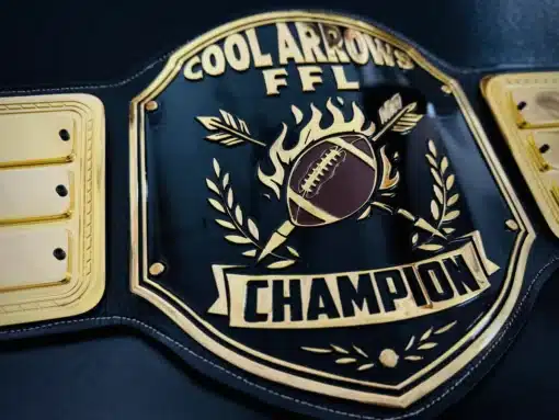 Close-up of heavyweight-style fantasy belt for champions