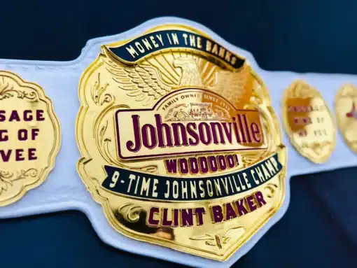 Personalized employee recognition belt with engraved name and title