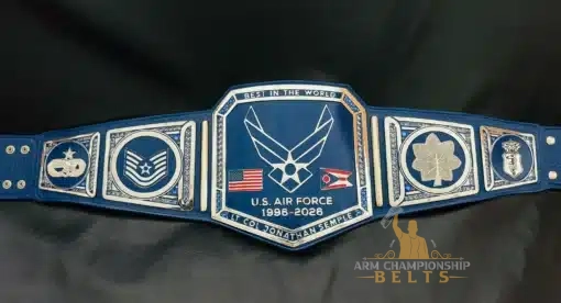 Center plate of military belt with USAF logo and flags