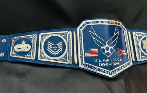 Personalized military belt with engraved name and years