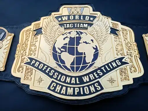 Custom Tag Team Wrestling Champion Belt with logos – made for wrestling promotions and gyms
