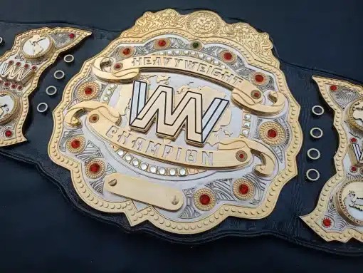 Full set of wrestling championship belts for promotion branding
