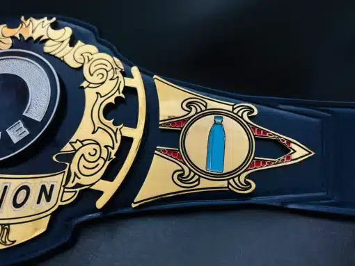Personalized side plates on a professional championship award belt