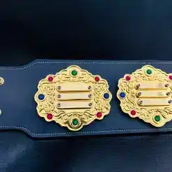 Deep HD engraved 6mm main plate of Arizona Sunset Belt, gold-plated with vivid desert imagery and intricate detail work.