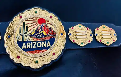 Professional championship-style belt featuring Arizona desert design, used for honoring top performers in business or events.