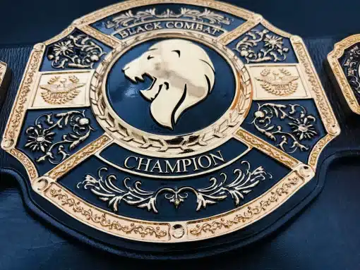 Personalizable Combat King belt featuring custom logo and text engraving options