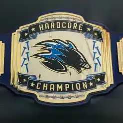 Custom side plates of Saint John Sea Dogs championship belt showing team logos and hockey-themed elements