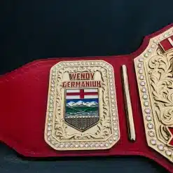 Personalized name side plate on custom executive championship belt for union and institutional leaders