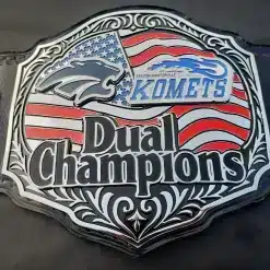 High School Championship Belt featuring multiple mascot logos and custom engraved plates