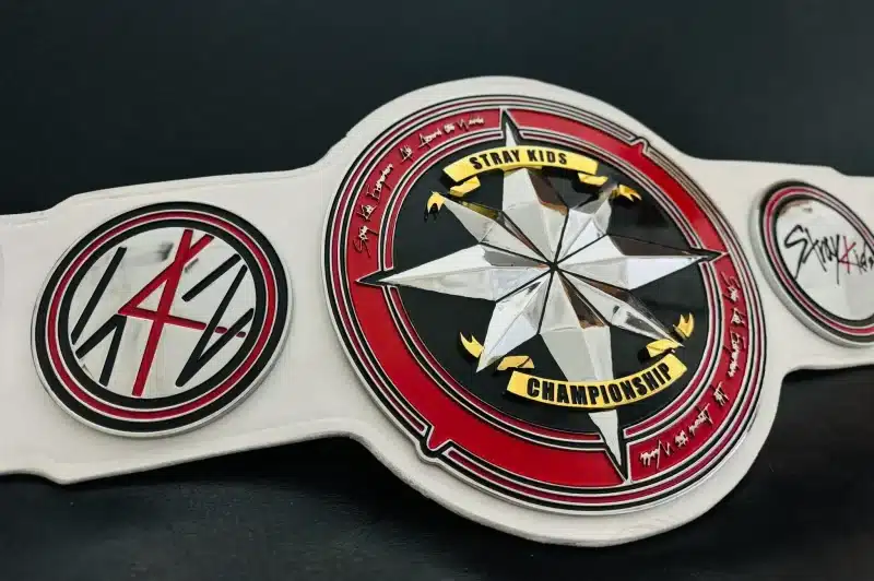 Completed ARM custom championship belt after final assembly and inspection